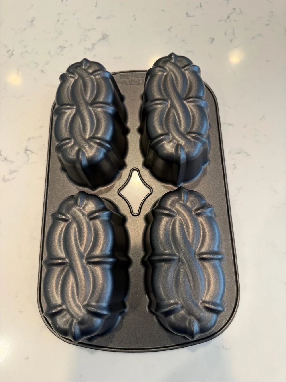 Nordic Ware Bundt Mini Loaf Pan 4 Cavity Braided Cake Mold USA Cast Aluminum